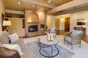 Living room with high ceiling